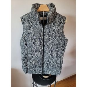 Talbots Down Filled Black and White Paisley Small